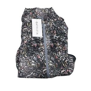 Athleta Abstract Print Zip-Up Jacket in Black, Gray & Pink